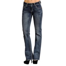50%OFF レディースカジュアルジーンズ ロックンロールカウガールラインストーンジーンズ - （女性用）ブーツカット、中層 Rock and Roll Cowgirl Rhinestone Jeans - Bootcut Mid Rise (For Women)画像